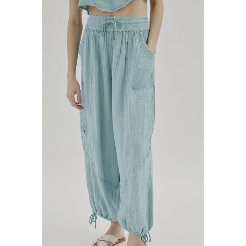 Urban Outfitters Out From Under Cabot Balloon Cargo Pants Blue Gauze Small